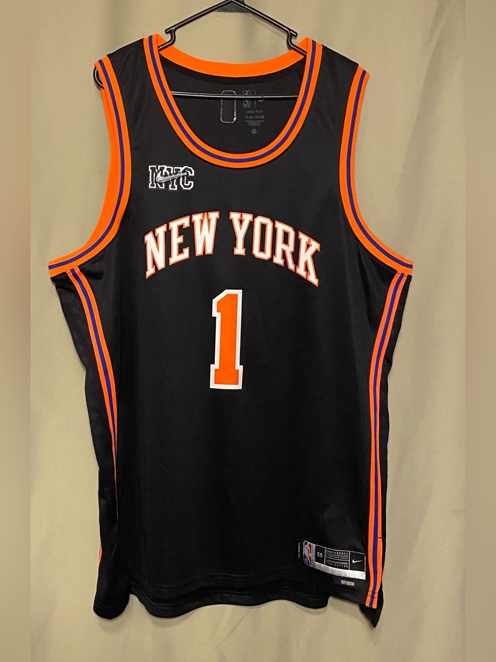 N.Y. Knicks Obi Toppin #1 City Edition NBA 75th Anniversary Swingman Jersey 56